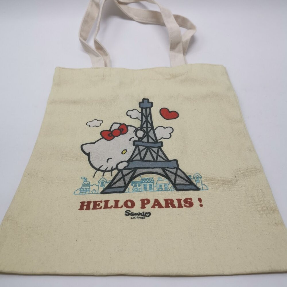 Hello Kitty Eiffel Tower Canvas Bag Versatile Large-Capacity Handbag DIY Gift
